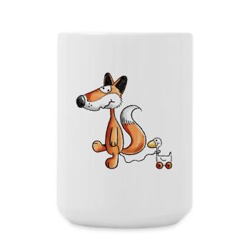 Waldfuchs mit Ziehente Spielzeug  - Große Tasse 440 ml - Weiß - Vorne