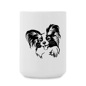 Papillon head - Large Mug 440 ml - white - Front