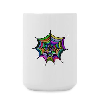 Regenbogen-Spiderweb Muster - Große Tasse 440 ml - Weiß - Vorne