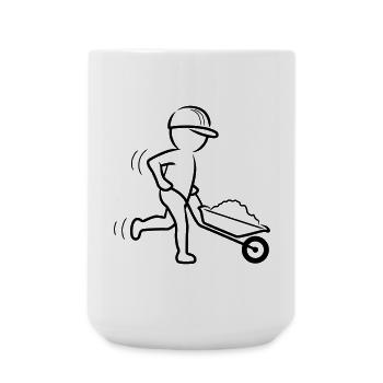 Bauarbeiter mit Schubkarre - Große Tasse 440 ml - Weiß - Vorne