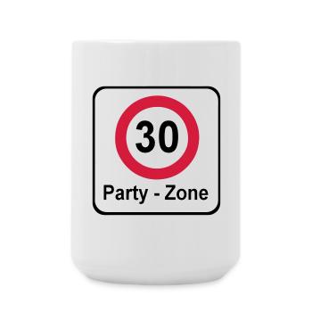30.Geburtstag , Schild Party Zone (25) - Große Tasse 440 ml - Weiß - Vorne