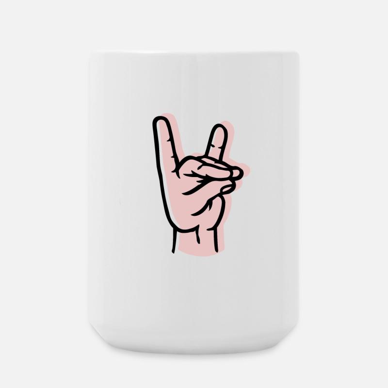 Hand - fox - offset - Large Mug 440 ml - white