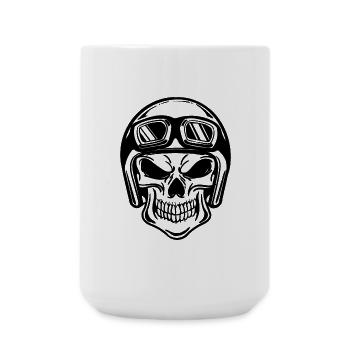 Crâne moto biker casque motos sauvage cool - Grande tasse 440 ml - blanc - Devant