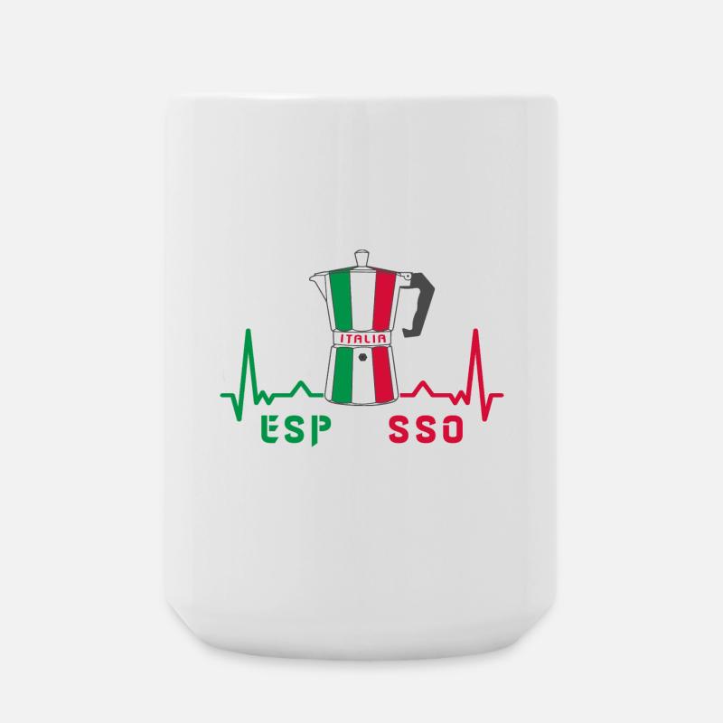 Herzfrequenz Espresso Design / Geschenkidee - Große Tasse 440 ml - Weiß