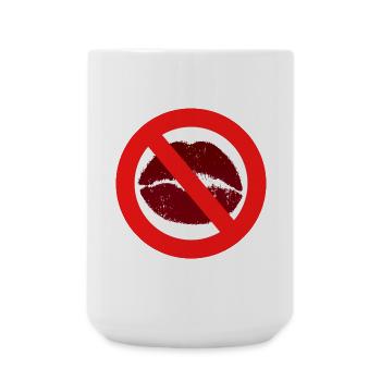 Küssen verboten Kußmund Lippen Kuß Verbot Abstand - Große Tasse 440 ml - Weiß - Vorne