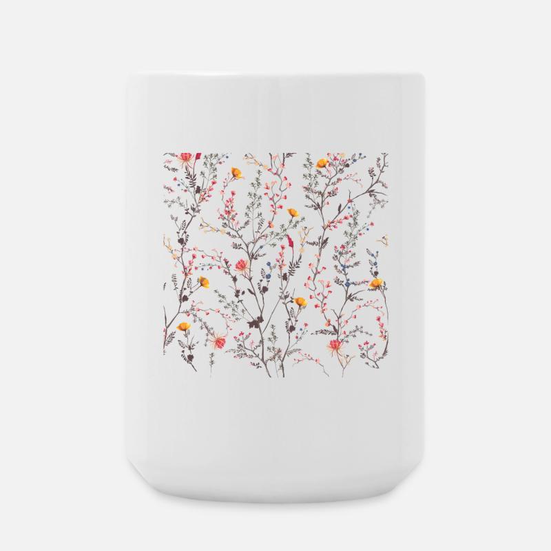 Floral Nightfall Bloom on Black - Large Mug 440 ml - white