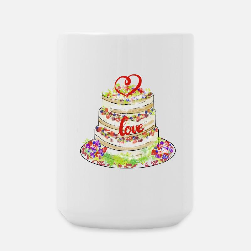 Heartfelt cake with love décor - Large Mug 440 ml - white