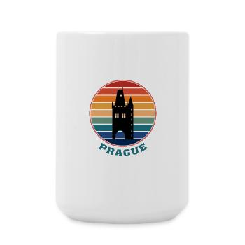 Prague Landmark Silhouette Czech Travel Souvenir - Large Mug 440 ml - white - Front