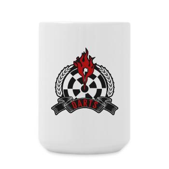 Flammendes Dartboard Emblem - Große Tasse 440 ml - Weiß - Vorne