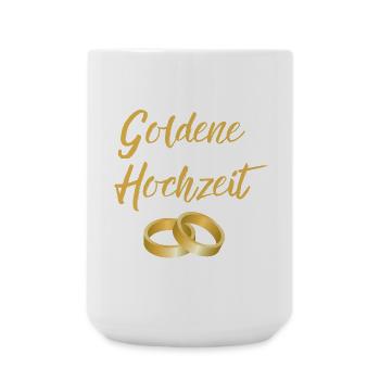 Goldene Hochzeit Eheringe golden Hochzeittag Segen - Große Tasse 440 ml - Weiß - Vorne