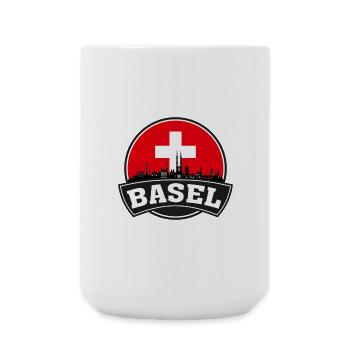 Basel Switzerland Skyline Travel Souvenir Swiss Fl - Large Mug 440 ml - white - Front