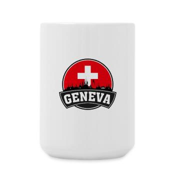 Geneva Switzerland Skyline Travel Souvenir Swiss F - Large Mug 440 ml - white - Front