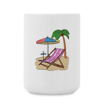 Holiday Holidays Palm Trees Beach Island Recreation Sea - Large Mug 440 ml - white - Front
