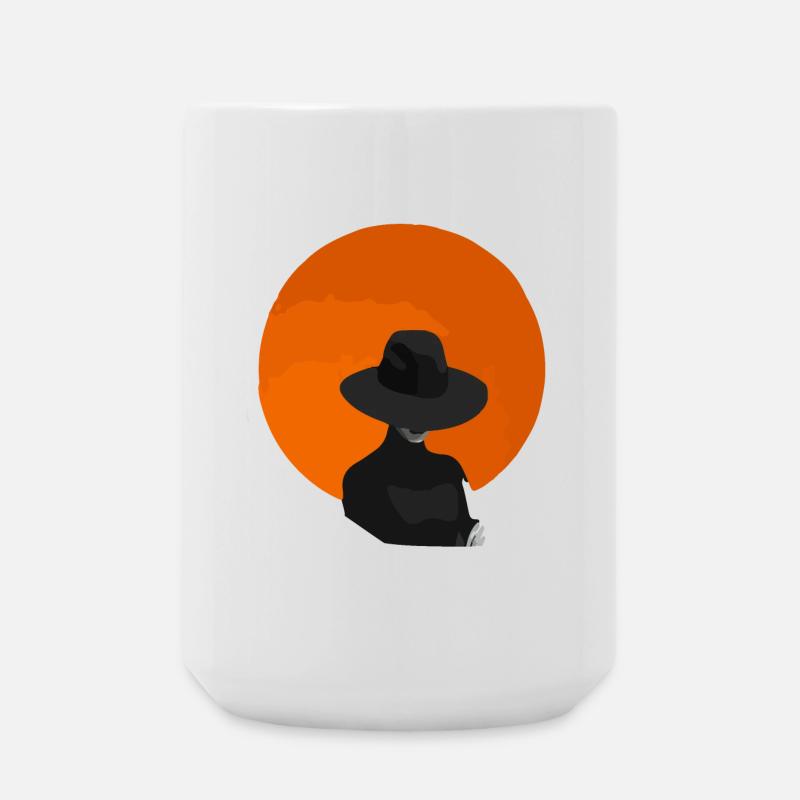 Woman with hat - Large Mug 440 ml - white
