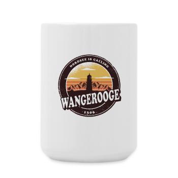 Wangerooge Leuchtturm Sunset Design - Große Tasse 440 ml - Weiß - Vorne