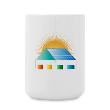 Solar cell on the roof of the house for positive energy - Large Mug 440 ml - white - Front