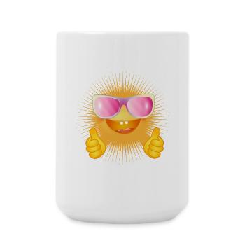 Soleil radieux avec des lunettes et des pouces vers le haut - Grande tasse 440 ml - blanc - Devant