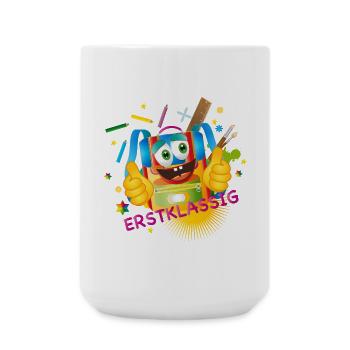 erstklassiger kunterbunter lustiger Schulranzen - Große Tasse 440 ml - Weiß - Vorne