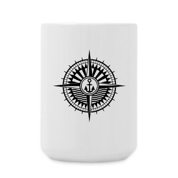 Cool seafarer compass with anchor and wind rose - Large Mug 440 ml - white - Front