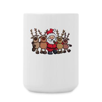 Xmas Weihnachten Weihnachtsmann Hirsch - Große Tasse 440 ml - Weiß - Vorne