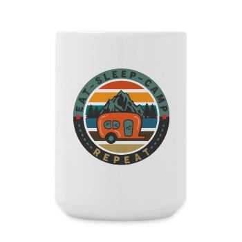 Vintage Retro lustige Camping Zitat Abzeichen Abenteuer - Große Tasse 440 ml - Weiß - Vorne