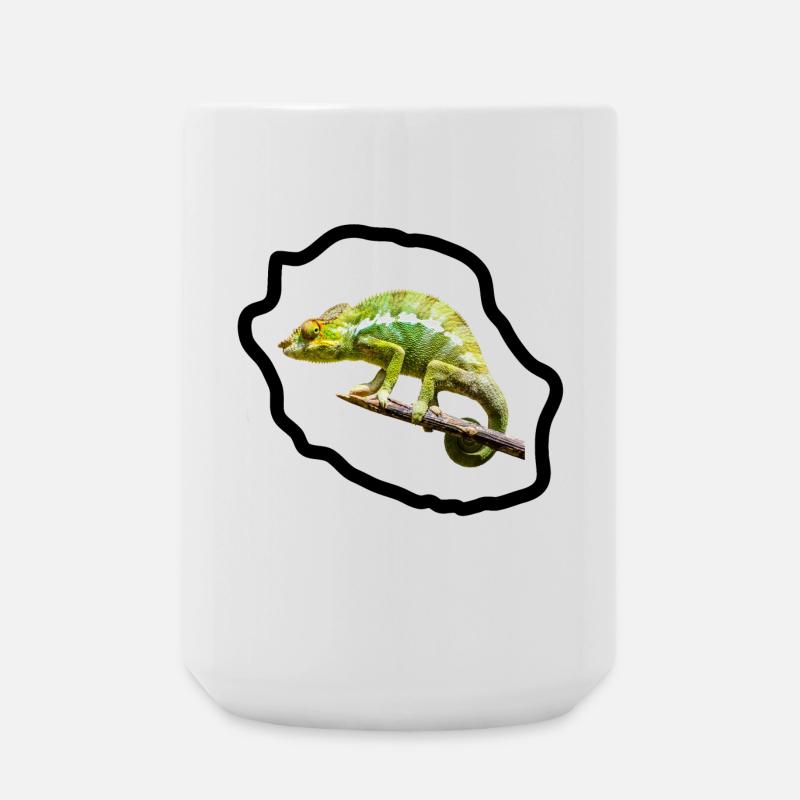 Chameleon vert sur branche - Grande tasse 440 ml - blanc