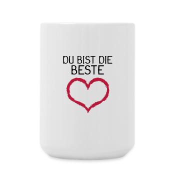Du bist die Beste Herz Geschenk - Große Tasse 440 ml - Weiß - Vorne