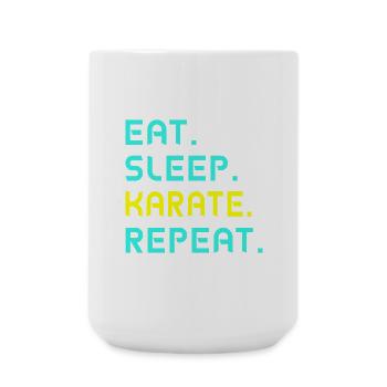 Eat. Sleep. Karate. Repeat. - Große Tasse 440 ml - Weiß - Vorne