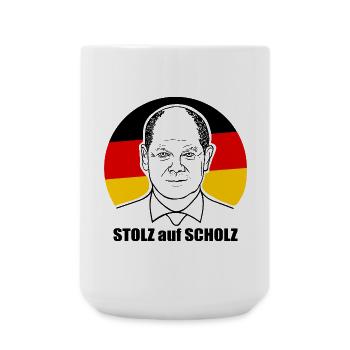 stolz auf Scholz, Bundeskanzler, Deutschland Shirt - Große Tasse 440 ml - Weiß - Vorne