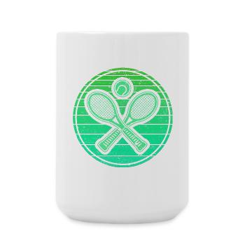 Raquettes de tennis croisées et balle de tennis - Retro Green - Grande tasse 440 ml - blanc - Devant