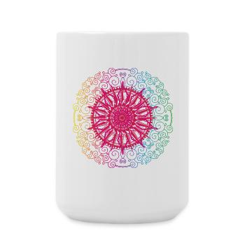 Regenbogen Mandala Gradient Kreis - Große Tasse 440 ml - Weiß - Vorne