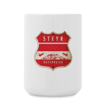 Steyr Autriche Armoiries Drapeaux Design - Grande tasse 440 ml - blanc - Devant