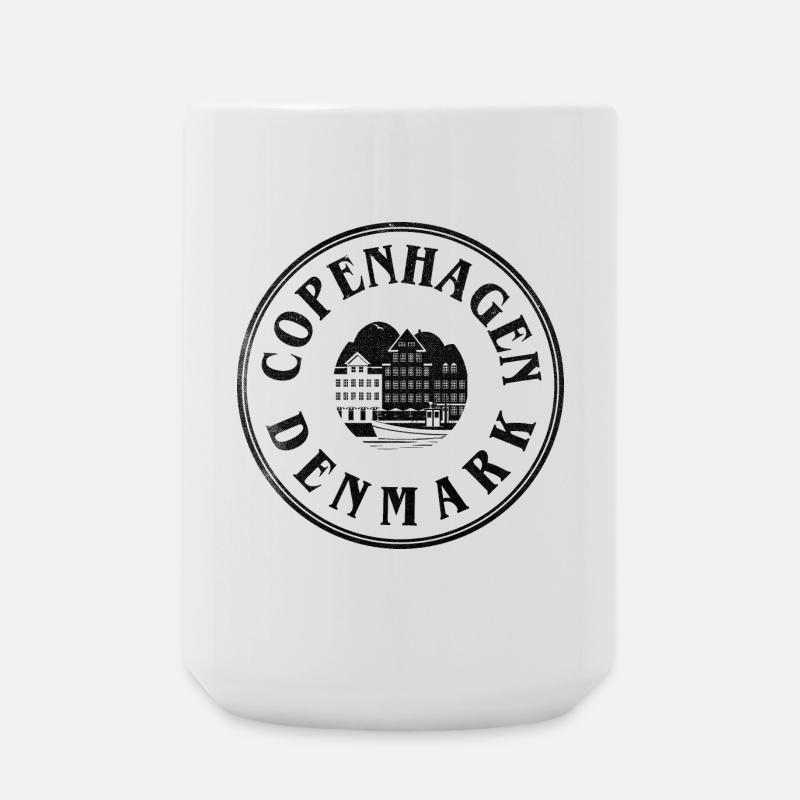 Copenhague, Danemark – Emblème du front de mer - Grande tasse 440 ml - blanc