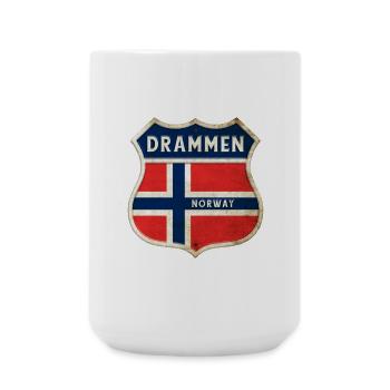 Drammen Norway Coat of Arms Flags Design - Large Mug 440 ml - white - Front