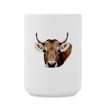 süße tierdesigns mädchen, kuh beige, rustikal - Große Tasse 440 ml - Weiß - Vorne