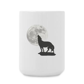 schöne wildtiermotive, Heulende Wolfsilhouette - Große Tasse 440 ml - Weiß - Vorne