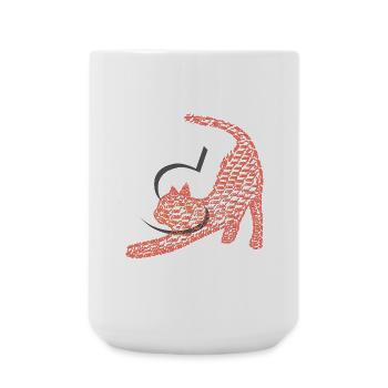 Schrift muster „Cat“, katzen Motiv - Große Tasse 440 ml - Weiß - Vorne