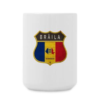 Brăila Romania coat of arms design - Large Mug 440 ml - white - Front