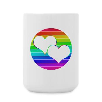 Regenbogen 2 verschlungene Herzen - Große Tasse 440 ml - Weiß - Vorne