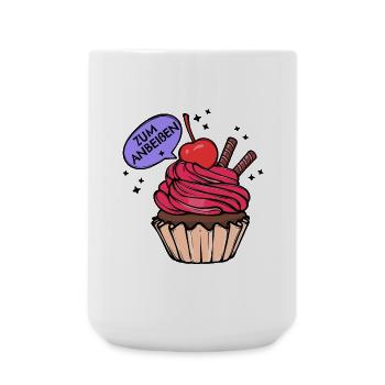 Nachspeise Naschen Süßigkeiten Cupcake Statement - Große Tasse 440 ml - Weiß - Vorne