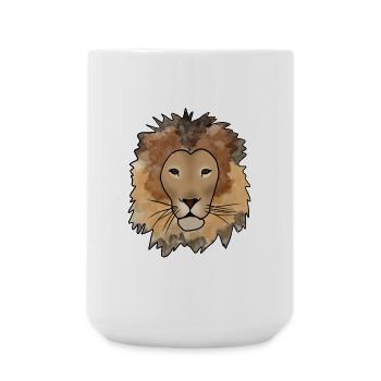 Löwe - Große Tasse 440 ml - Weiß - Vorne