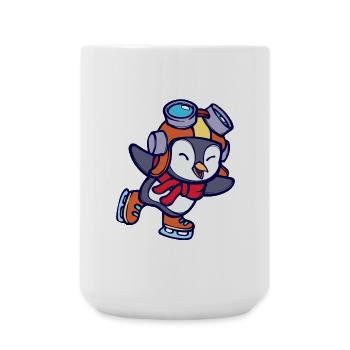 Cool Mignon Pingouin Animal Oiseau Patinage sur glace Froid - Grande tasse 440 ml - blanc - Devant