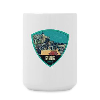 Original retro illustration La Croisette in Cannes - Large Mug 440 ml - white - Front