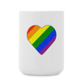 Regenbogen Herz - Große Tasse 440 ml - Weiß - Vorne