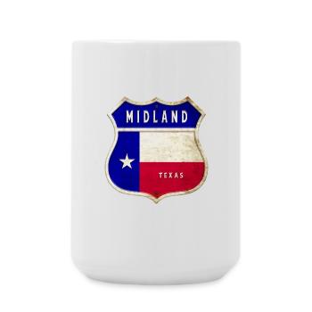 Midland Texas Wappen Flaggen Design - Große Tasse 440 ml - Weiß - Vorne