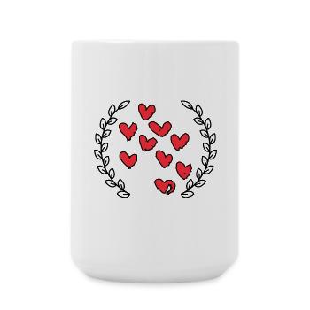 Pinselherzen auf Schwarz - Große Tasse 440 ml - Weiß - Vorne