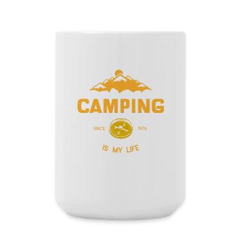 Camping is my life - Large Mug 440 ml - white - Front