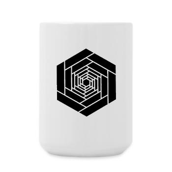 Infinite hexagon black flower - Large Mug 440 ml - white - Front