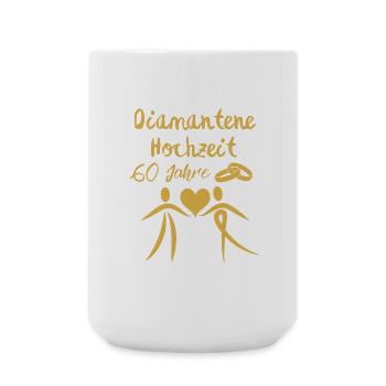 Diamantene Hochzeit 60 Jahre verheiratet Paar gold - Große Tasse 440 ml - Weiß - Vorne
