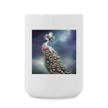 Wunderbarer eleganter Pfau - Große Tasse 440 ml - Weiß - Vorne